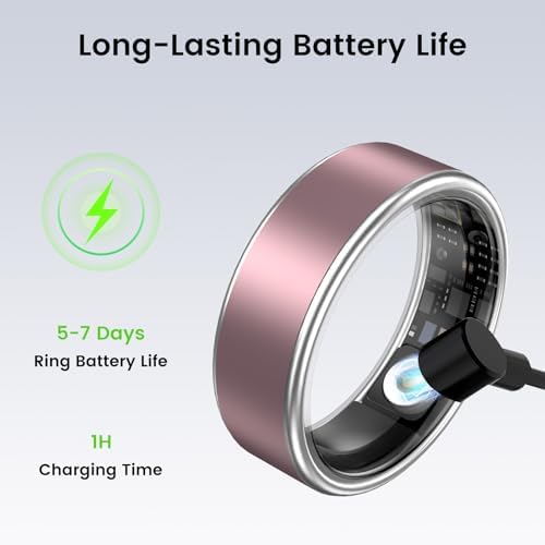 Smart Ring for Women & Men, IP68 Health Fitness Tracker (Pink, 6) - Image 7