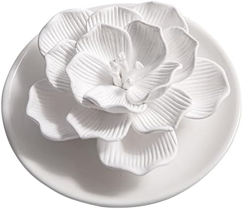 Essential Oil Passive Flower Diffuser -Non-Electric Porcelain Aromatherapy Diffusers for Small Mini Room, Desk Decorative, Bathroom (Hibiscus) by oumeiben