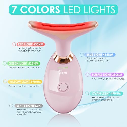 Facial Massager Red-Light-Therapy-for-Face and Neck, Face  culpting Wand with 7 Color - Birthday, Christmas, Mothers Day, Valentines Day Gifts for Her Women Mom Best Friend Wife Teacher (Rose Gold) - Image 2