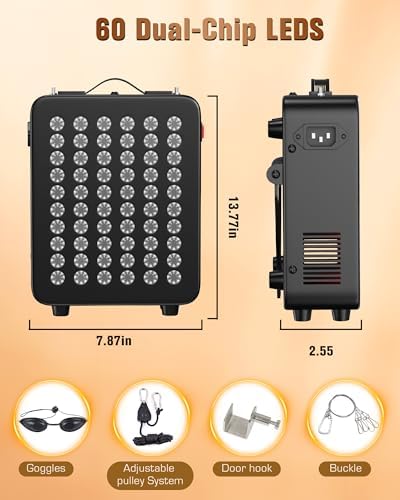 Red Light Therapy, Dual Chip Clinical Grade Infrared red Light Therapy Device with 660nm 850nm High Power Panel for Face and Body Recovery, Improve Sleep, Skin Health - Image 2