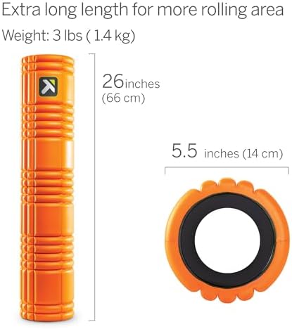 TRIGGERPOINT PERFORMANCE THERAPY GRID Patented Multi-Density Foam Massage Roller Exercise Deep Tissue Muscle Recovery - Relieves Muscle Pain & Tightness, Improves Mobility & Circulation (26"), Orange - Image 3