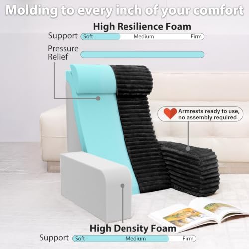 ENITYA 24" XXL Back Pillow for Bed Sitting Up with Armrests & Big Pockets - Image 2
