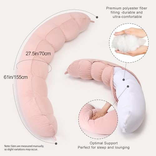 Peallow(Pat. Pend) – Long Round Body Pillow for Adults, Bolster Pillow for Sleeping, Soft and Supportive Pillow for Sleeping & Lumbar Support - Image 3