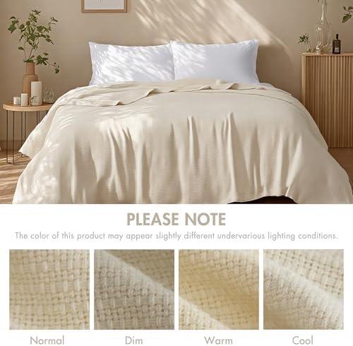 Madison Park 100% Cotton Breathable King Size Blanket for Bed, Natural - Image 6