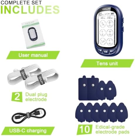 CESLIFF Dual Channel TENS EMS Unit Large Screen 24 Modes 36 Levels Intensity Muscle Stimulator, Rechargeable Electric Pulse Massager TENS Machine for Lower Back Neck Shoulder Pain Relief with 10 Pads - Image 6