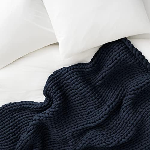 Bearaby Cotton Hand-Knit Weighted Blankets for Adults - Chunky Knit Blanket - Sustainable, Breathable, Organic, Cooling Weighted Blanket - Machine Washable (Midnight Blue, 15 lbs, 40"x72") - Image 6