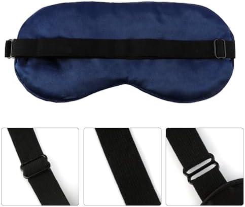 2 PCS Navy Satin Sleep Masks, Adjustable Silk Eye Mask for Sleeping, Blind Folds Soft Breathable Blindfold for Adults Couples Play Party Games Airplane Travel Essentials Eye Covers Patches Night Mask - Image 2