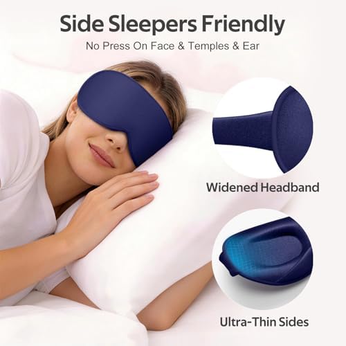Vynix® Sleep Mask for Men Women - 100% Blackout Eye Masks for Sleep - 3D Soft Sleeping Mask for Side Sleepers - Zero Pressure Lash Extensions Eye Cover Shade for Airplane Travel Essentials, Blue - Image 4
