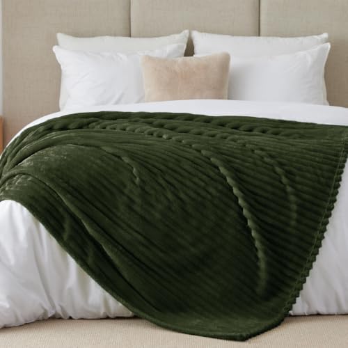 BEDELITE Ribbe Blankets Queen Size for Bed, Olive Green, 90"x90" - Image 6
