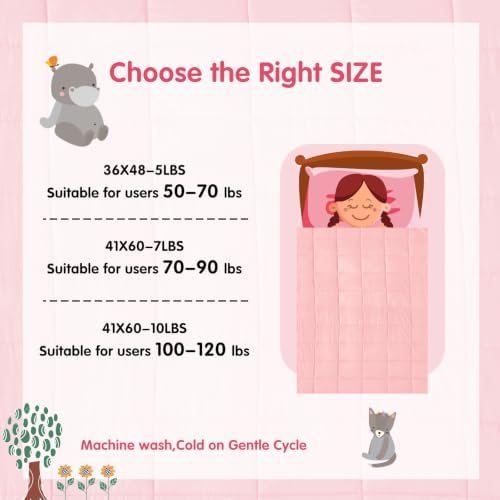 yescool Weighted Blanket (5 lbs, 36" x 48", Pink & Grey) Cooling Heavy Blanket, Perfect for 40-60 lbs, Breathable Throw Blanket Gifts with Premium Glass Bead, Machine Washable - Image 6