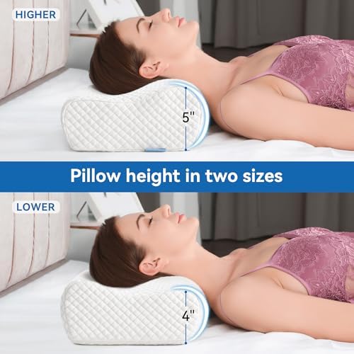 AM AEROMAX Travel Contour Memory Foam Pillow for Neck Pain Relief, White - Image 2