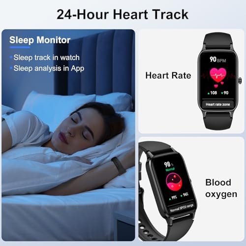 Jugeman Smart Watch for Men Women, 1.57" Smartwatch (Answer/Make Call), 2026 New Fitness Tracker with 110+Sport Modes, Heart Rate/Sleep Monitor, IP68 Waterproof, Smartwatches for Android iOS Black - Image 4