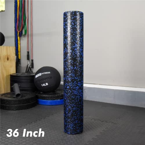 High-Density Round Foam Roller for Muscle Soreness Recovery, Exercise, Massage - 18", 24", 36" Blue Fleck (36 Inch) - Image 3