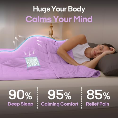 ZonLi Cotton Weighted Blanket (60"x80", 20lbs, Light Purple) - Image 2