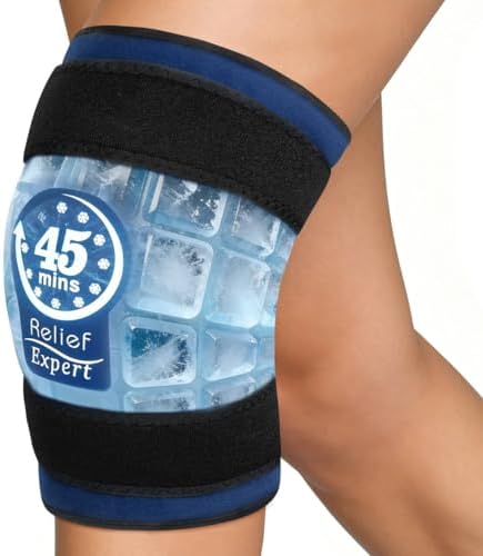 45-Minute Knee Ice Pack Wrap with Advanced Ice Grid Gel, Long-Lasting Ice Pack for Knees, Calves, Elbows, Flexible & Reusable Gel Ice Pack with Cold Compress for Workout Recovery- Fits Most Sizes by ReliefExpert