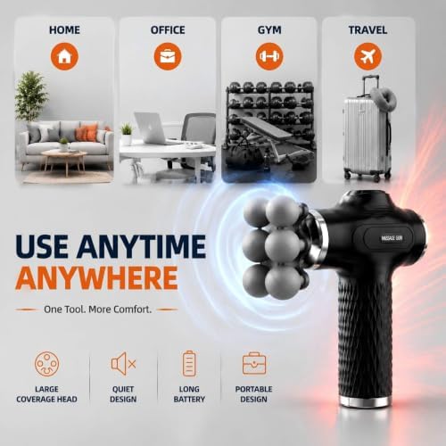 Massage Gun with Wide-Coverage Head, Comfortable Massage for Home & Travel - Image 7