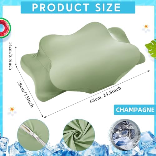 Hahafelt Cooling Cervical Neck Pillowcase,Saga Green,Queen Size - Image 2