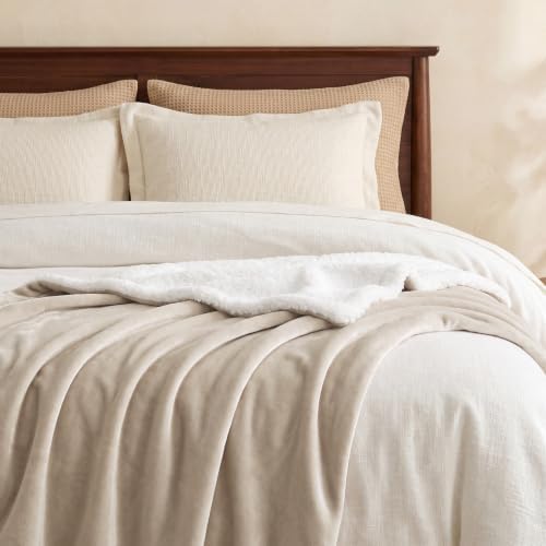 Bedsure GentleSoft Sherpa Fleece Throw Blanket for Couch, Non-Heated, Thick and Warm Throw for Women and Men, Soft Fuzzy Plush Blanket for Winter, Beige, 50x60 Inches - Image 4