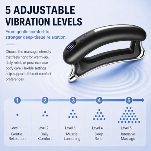 Electric Body Sculpt Massager, Portable Massage Tool with Soothing Heat & Adjustable Vibration, 5 Intensity Levels, Ergonomic for Neck, Shoulder, Back, Waist, Leg Relaxation (Black) - Image 3