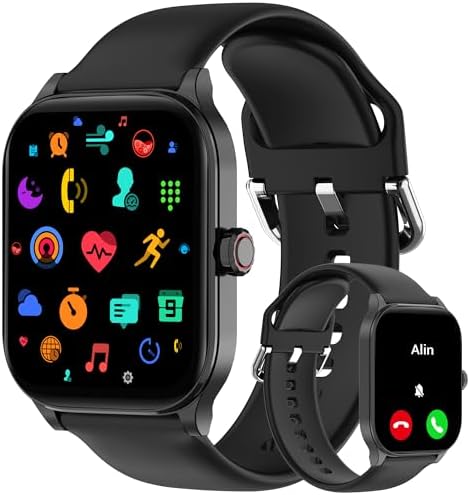 Othalne Smart Watch (Answer/Make Call), 1.85" Smartwatch for Android Phones and iPhone with Heart Rate,Sleep Monitor,Pedometer, 100+Sports Fitness Watch, IP68 Waterproof Fitness Tracker for Men Women by Othalne