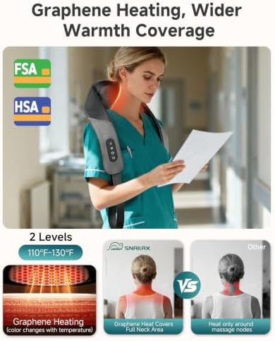 Snailax Neck and Shoulder Massager with Heat, 4D Shiatsu, FSA Eligible - Image 3
