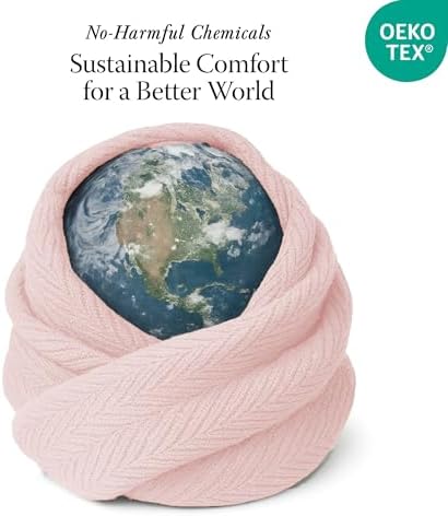 Threadmill Luxury 100% Cotton Twin Herringbone Blanket, English Rose - Image 6