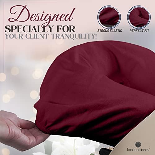 LONDON LINENS Premium Extra Thick 100% Cotton Flannel Massage Face Cradle Cover, Includes 4pcs (4, Burgundy) - Image 5