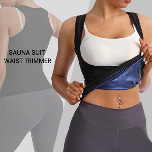 JBT Women's Sweat Shaper Vest for Weight Loss, Sauna Tank Top with Waist Compression, Body Shaper Workout Vest for Running - Image 5