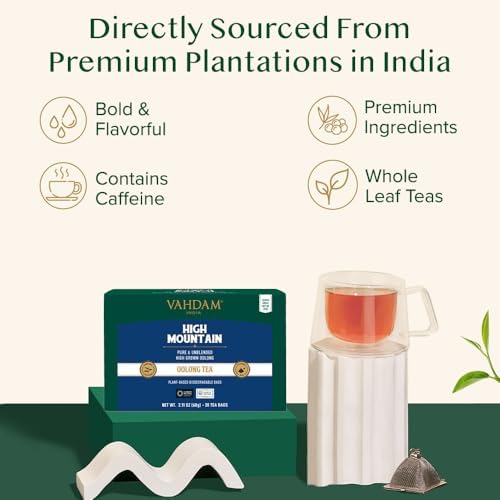 VAHDAM High Mountain Oolong Teabags(30 Count)High Grown, In Pyramid Teabags - Image 4