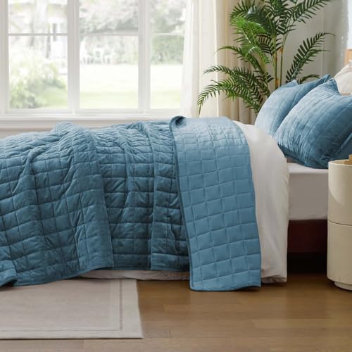 BEDELITE Velvet Quilt Set King Size, Luxury Velvet Comforter Bedding - Image 5
