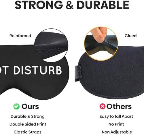 VITYA Charcoal Do Not Disturb/Wake Me Up Double-Sided Silk Sleep Mask for Women/Men | Light Blocking | Soft Breathable Sleep Eye Mask for Traveling on Airplane | Eye Mask with Elastic Strap - Image 4