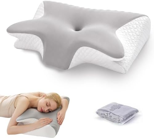 Cervical Neck Pillow for Pain Relief,Ergonomic Contour Memory Foam Pillows,Orthopedic Bed Pillow for Side Back Stomach Sleeper,Includes an Extra Pillowcase by Unknown