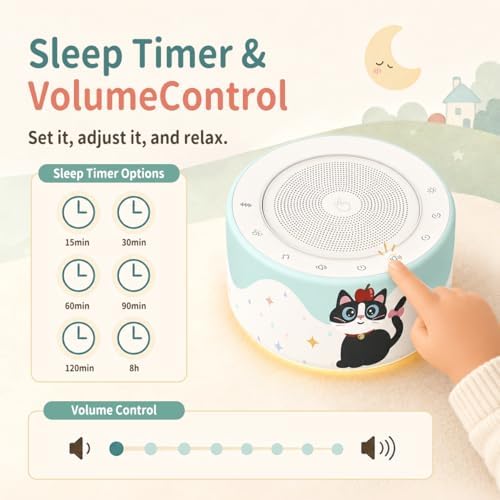 Kipcush White Noise Machine for Baby & Adults, Sleep Sound Machine with 30 Soothing Sounds, 8-Color Night Light, Memory Function, White Noise for Sleeping, Nursery, Office, Travel, Relaxation - Image 5