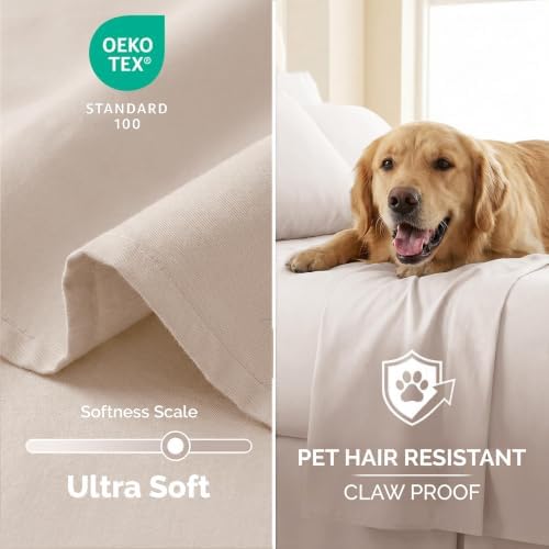 Twin XL Flat Sheets Only 66x102 Twin XL Top Sheet 2 Pack Natural Beige - Image 4