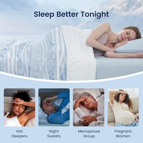 Cozy Bliss Cationic Dyed Seersucker Cooling Comforter Queen Size, Lightweight Airflow Silky Cooling Bedding with Q-Max>0.45 for Bedroom, Home Decor, Hot Sleepers & Night Sweats, Blue 90"x90" - Image 4