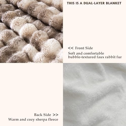 50x60 Inches Ultra-Soft Fuzzy Faux Fur Plush Throw Blanket - Thick, Warm Sherpa for Couch, Sofa, Bedroom, Camping - Decorative Blanket for Cozy Warmth, Bubble Brown Tie Dye - Image 3