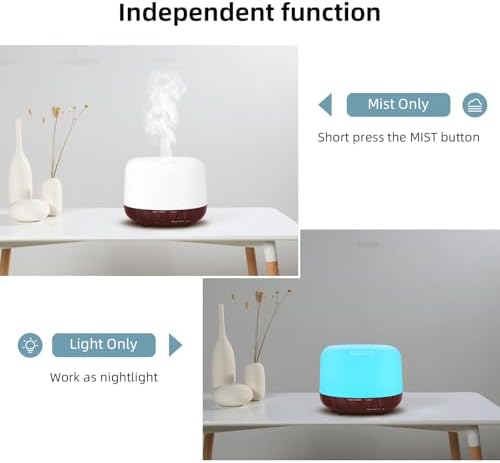 SPLITSKY 300ml Essential Oil Diffuser for Bedroom with 7-Color LED Light - Image 3
