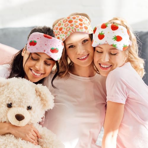 Cuffbow 6 Pack Fuzzy Sleep Masks Plush Eye Mask,Strawberry,Pink - Image 6