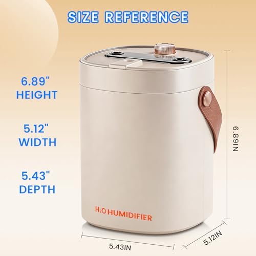 2L Humidifier for Bedroom,Portable Cool Mist Humidifiers,Ultra Quiet 20dB,Top Fill Air Humidifier for Home,Office,Plants，Adjustable Humidity,Night Light,BPA-Free,Khaki - Image 4