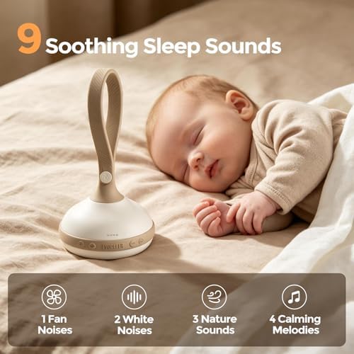 White Noise Machine for Baby, 9 Sounds Beige, Cry Detection Portable Travel - Image 2