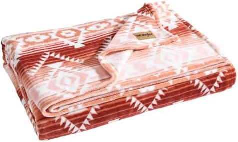 Wrangler - Twin Size Blanket, Super Soft & Reversible Plush Fleece Bedding, Throw Blanket for Couch or Bed (Jericho Peach Pink) by Wrangler%C2%AE