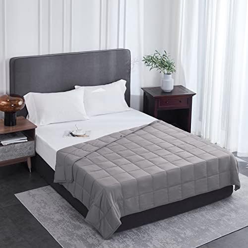 L'AGRATY Weighted Blanket Queen Size（17lbs, 60"x80"） Cooling Heavy Blanket Microfiber for Adults Breathable Big Weighted Throw Blanket for Summer Fall Winter, Light Grey - Image 2