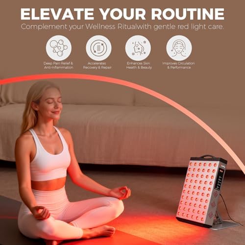 Red Light Therapy Panel, 660nm Red Light and 850nm Near Infrared Light Device, 60 LEDs, 300W LED Power, Adjustable 1-60 Min Timer, Stand and Eye Protection for Face and Body Care - Image 7