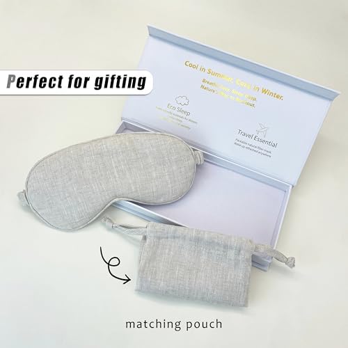 Sleep Mask Pure Linen Eye Mask, with Elastic Band,Comfort Sleeping Shade for Nighttime Sleeping, Traveling,Side Sleeper Eye Cover Cooling with Travel Bag Gift Package (Honey) - Image 4