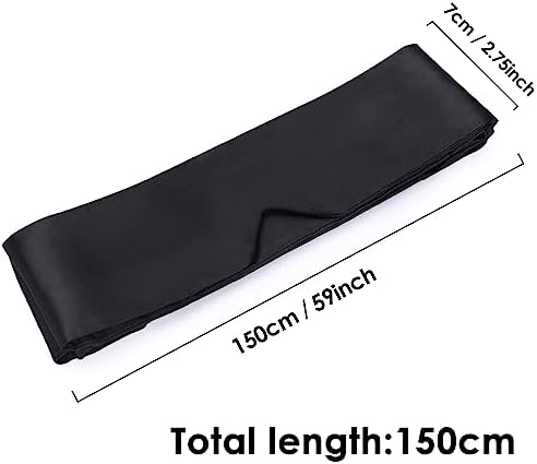 FRESHME Satin Sleep Mask - Comfortable Eye Mask Blindfold for Women Men Soft Adjustable Blackout Eye Cover Shade for Night Sleeping Travel Meditation Pure Black Valentine's Day Gift 160cm/63in - Image 6