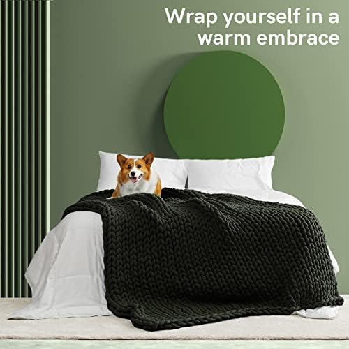 YnM Weighted Blanket, Handmade Chunky Knitted Design, Soft and Cozy, Temperature Regulating and Breathable, Machine Washable Throw for Sleep or Home Decor (Forest Green, 50x60 Inch, 10lbs) - Image 3