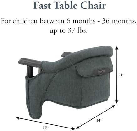 Inglesina Fast Table Chair, Charcoal Gray Melange - Portable Baby High Chair - for Babies & Toddlers up to 37 lbs - Fits Tables 0.8'' to 3.5'' Thick - Compact & Easy to Use - Travel Bag Included - Image 3