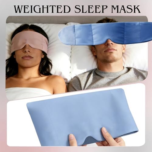 Weighted Sleep Mask for Side Sleepers, 100% Blackout Eye Mask for Sleeping with Adjustable Strap, Dual-Sided Cooling Silk & Warm Cotton Blindfold, Zero Pressure Eye Cover for Travel, Nap & Yoga - Image 4