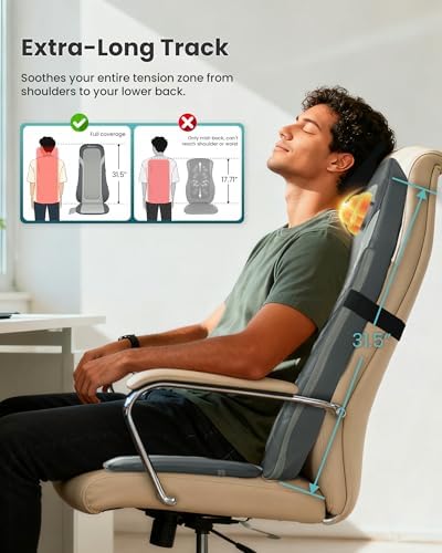 Snailax Shiatsu Back Massager with Heat,Full Back Massager for Pain Relief Deep Tissue,Longer Massage Chair Pad,Back Kneading Shiatsu or Rolling Massage for Chair - Image 2