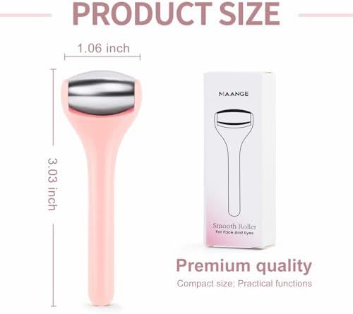 MAANGE Mini Eye & Face Rollers for Eye Massager, Stainless Steel Eye Ice Roller for Relief Puffiness Migraine Skincare Facial Roller (Pink) - Image 2